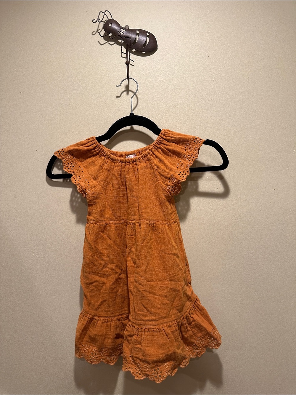 Cat & Jack Orange Eyelet Ruffle Casual Dress